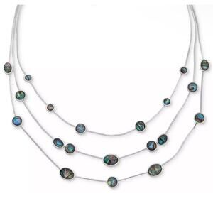 Anne Klein Silver Tone Abalone Layered Necklace Stunning Elegant Fashion Stylish